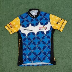 Voler MS 150 Bike Tour Blue & Yellow Zip Up Cycling Jersey Sz Medium